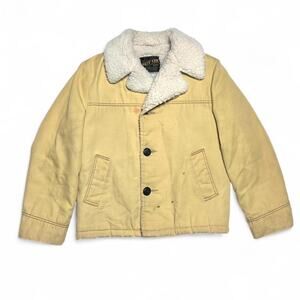 Sears Vintage 70s Put-On Shop Sherpa Collar Rancher Coat Small
